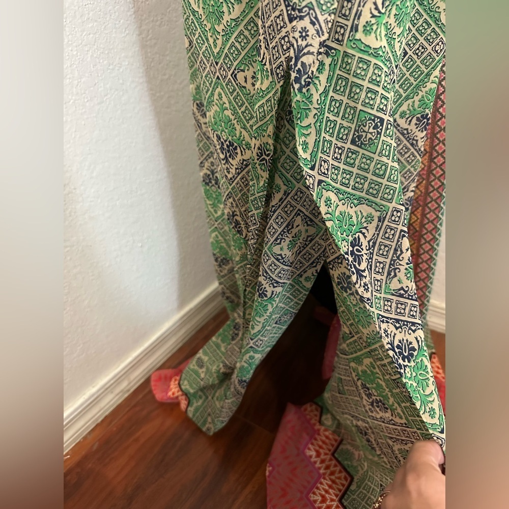 Anthropologie Vanessa Virginia Chama Kaftan Maxi Dress. In Pink and Green - Sz S - Picture 7 of 10